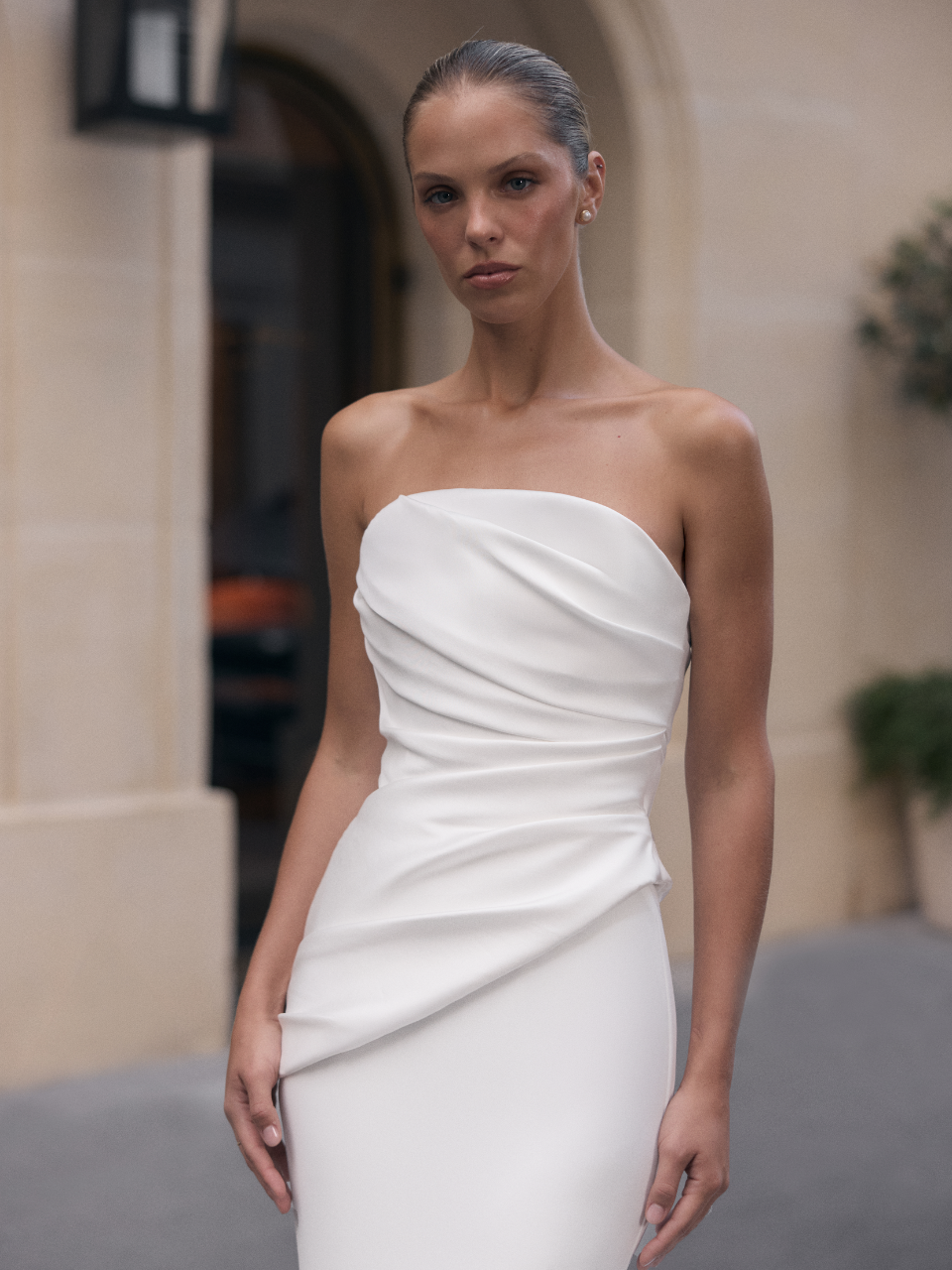 suknia ślubna Reve, gładki nakładany gorsetem, dwuczęściowa